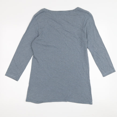 FatFace Women's Blue Striped Tee Size 12 3/4 Sleeve