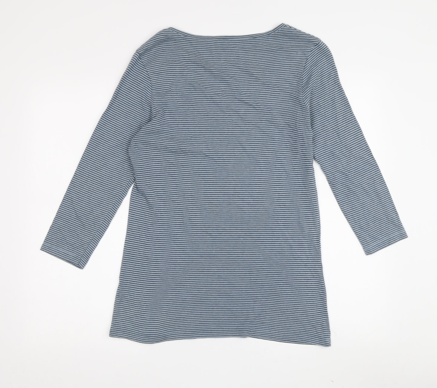 FatFace Women's Blue Striped Tee Size 12 3/4 Sleeve