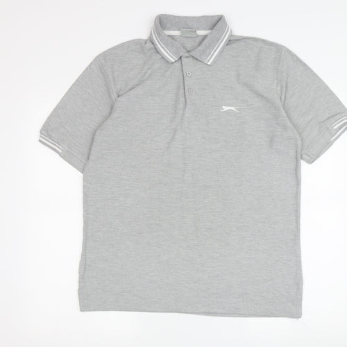 Slazenger Men's Grey Polo Shirt M - Casual Logo Style