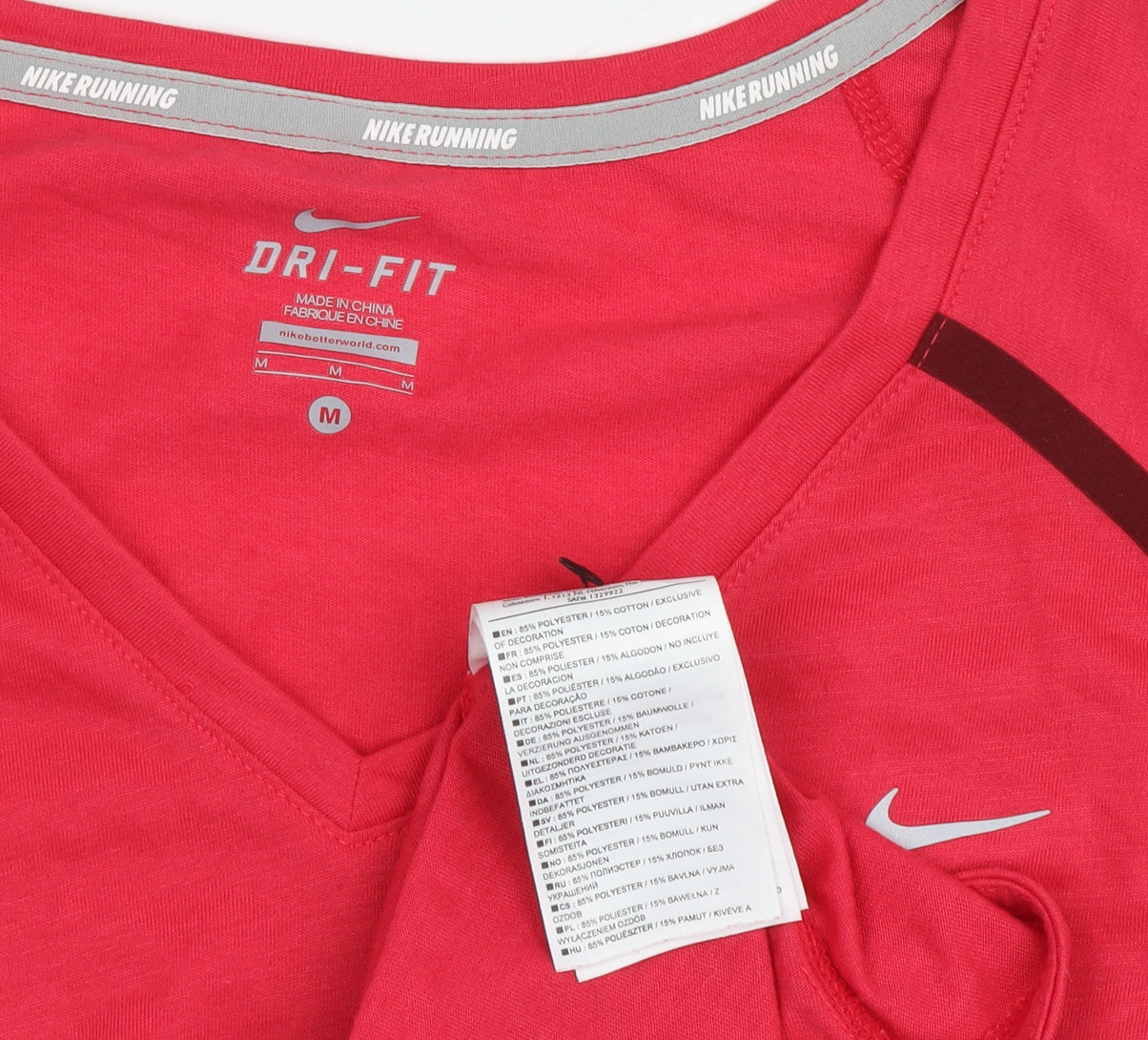 Nike Women's Red V-Neck Running T-Shirt M