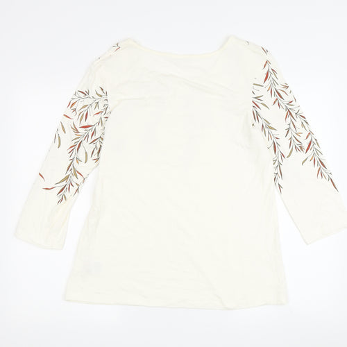 Damart Women's Ivory Floral T-Shirt Size 14