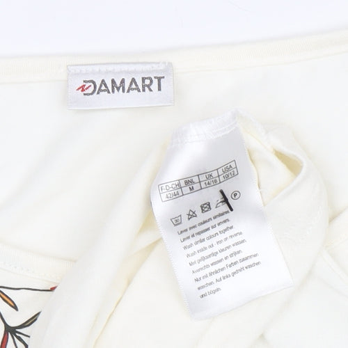 Damart Women's Ivory Floral T-Shirt Size 14