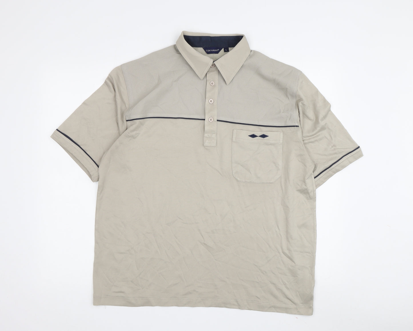 Tom Hagan Men's Beige Polo Shirt Size L