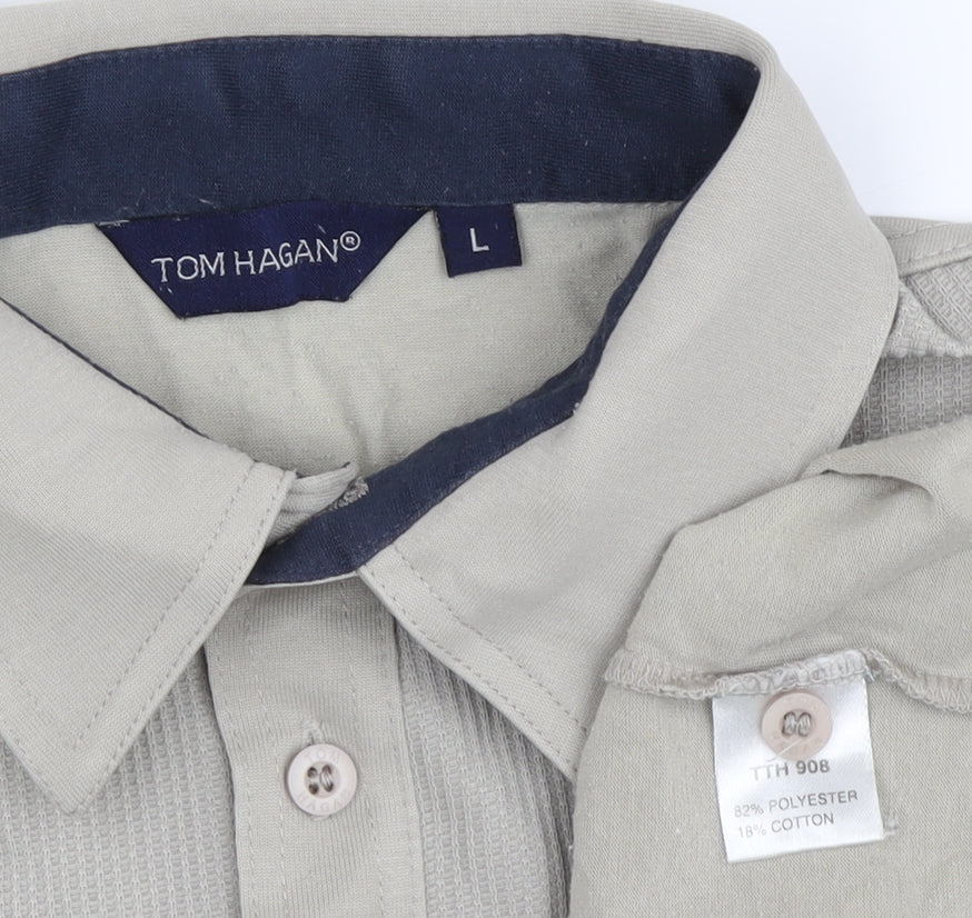 Tom Hagan Men's Beige Polo Shirt Size L