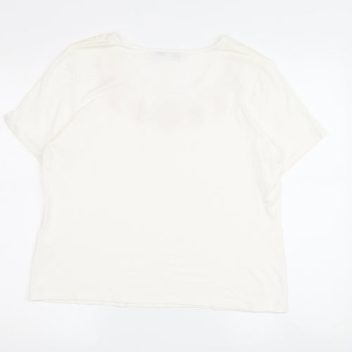 Grauzas Women's Ivory Floral T-Shirt, Size 16, Scoop Neck