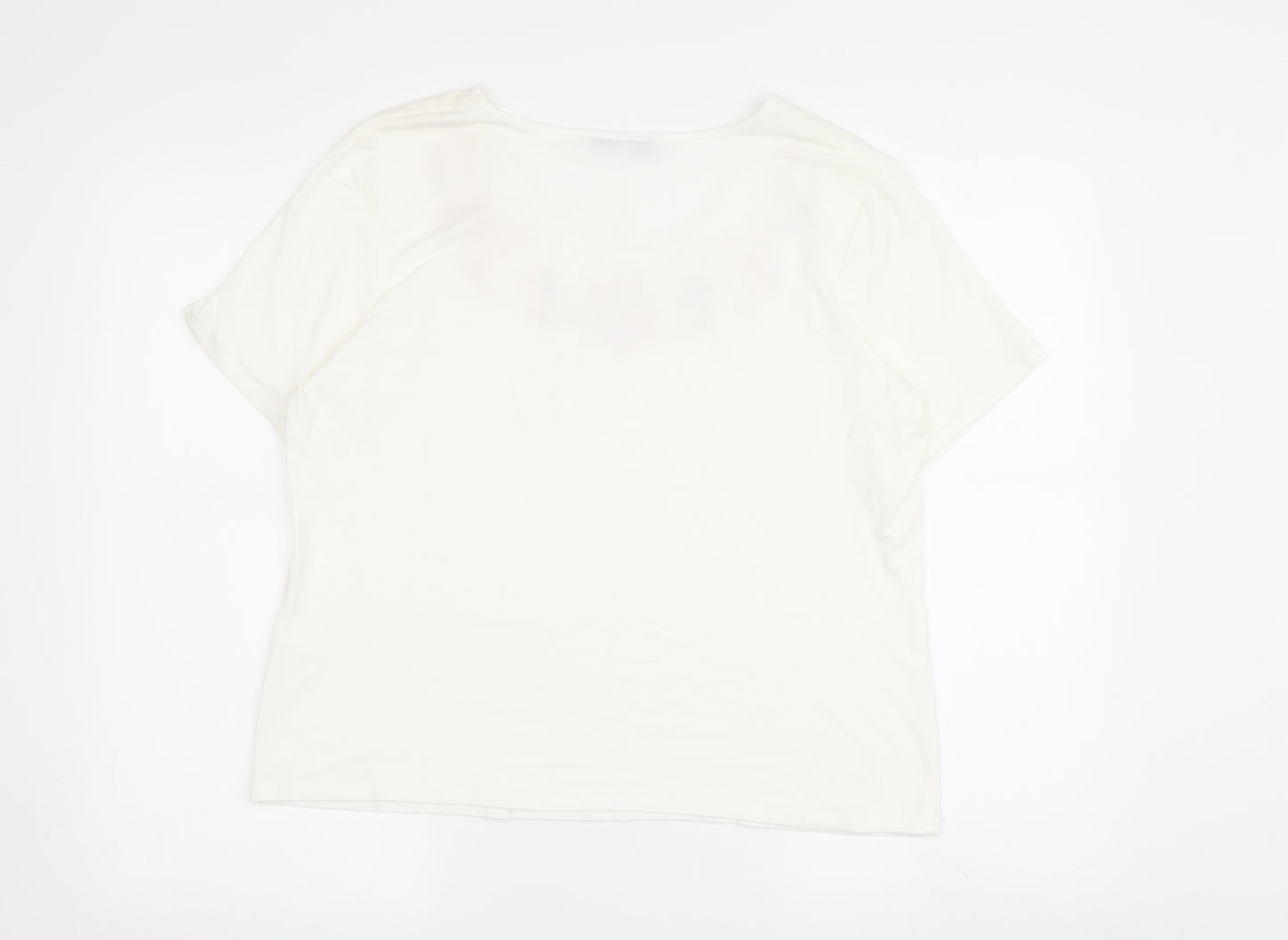 Grauzas Women's Ivory Floral T-Shirt, Size 16, Scoop Neck