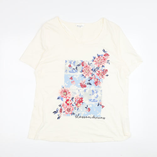 Bonmarché Women's Beige Floral T-Shirt Size 16/18