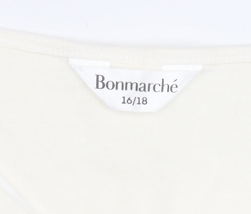 Bonmarché Women's Beige Floral T-Shirt Size 16/18