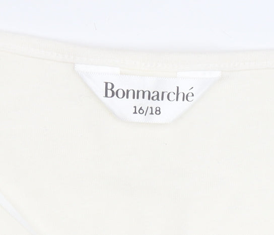 Bonmarché Women's Beige Floral T-Shirt Size 16/18