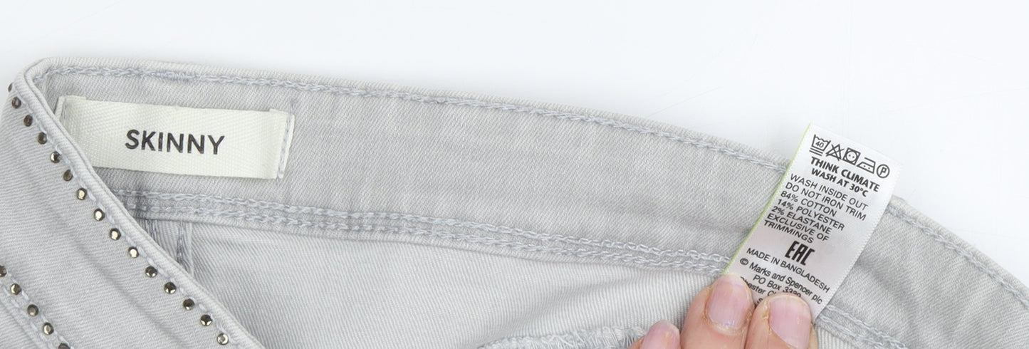 Marks and Spencer Women’s Grey Skinny Studded Jeans Size 12
