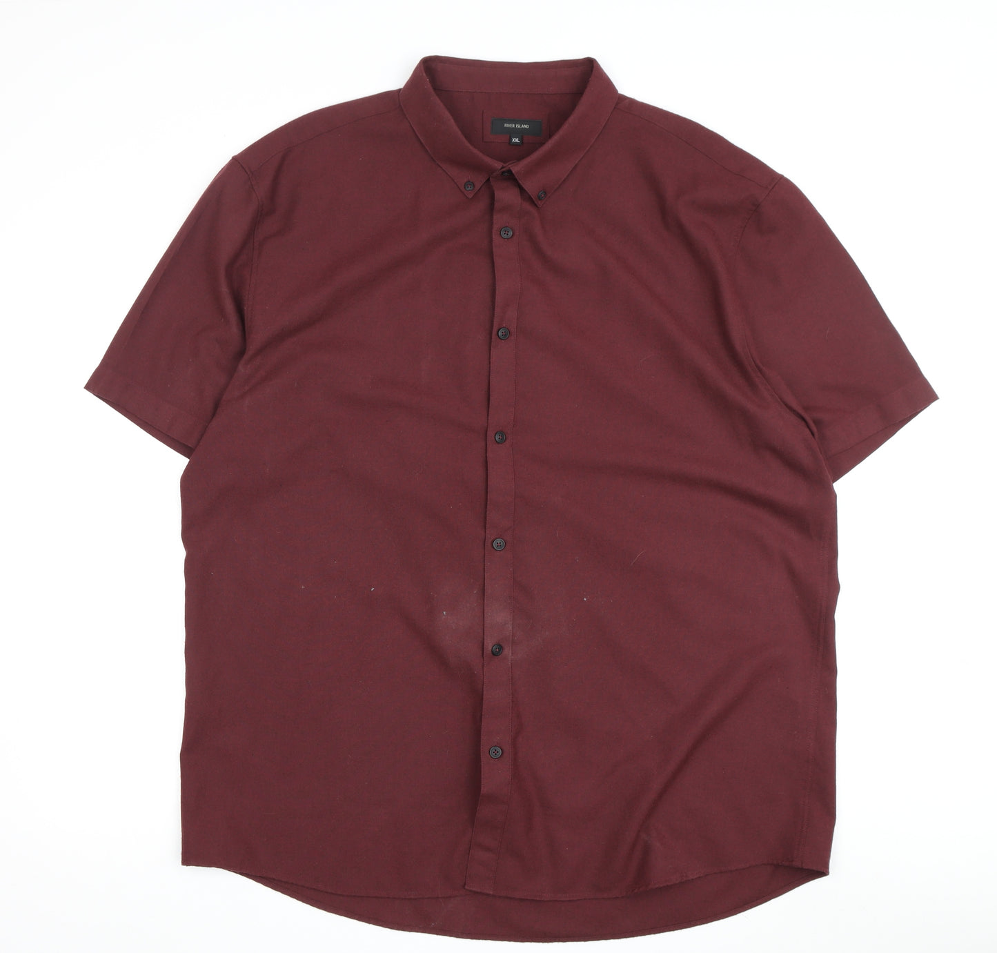 River Island Men's Red Button-Up Short Sleeve Shirt 2XL