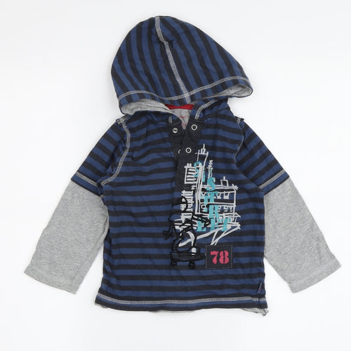 Pumpkin Patch Boys Blue Striped Henley Jumper 24 Months