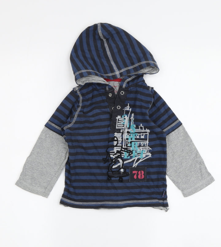 Pumpkin Patch Boys Blue Striped Henley Jumper 24 Months