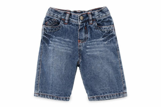 Front view of Mothercare unisex baby denim jeans 3-6 months elastic waist blue