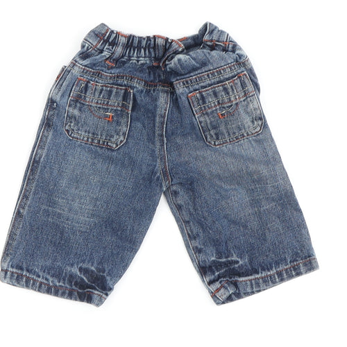Mothercare Unisex Baby Denim Jeans 3-6 Months Elastic Waist Blue