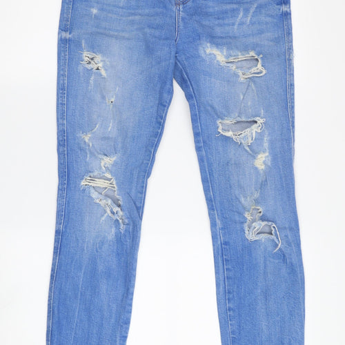 Zara Women’s Blue Distressed Jeans Size 8