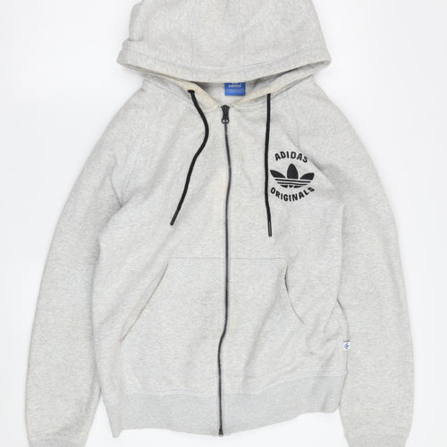 Adidas Grey Unisex Hoodie, Size 12, Full Zip, Casual