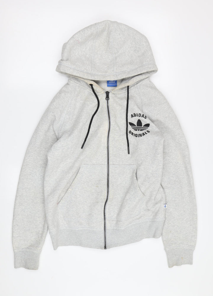 Adidas Grey Unisex Hoodie, Size 12, Full Zip, Casual