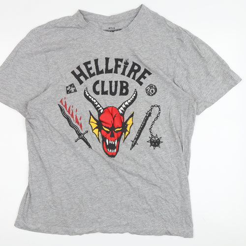 Netflix Stranger Things XL Grey T-Shirt - Hellfire Club