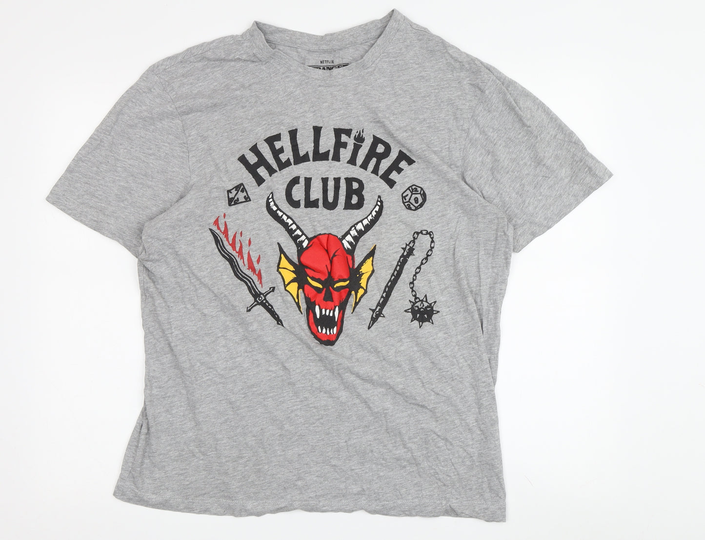 Netflix Stranger Things XL Grey T-Shirt - Hellfire Club
