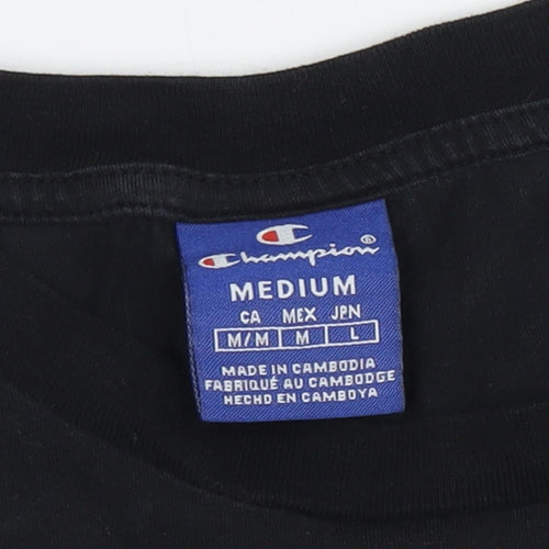 Champion Men's Black Logo T-Shirt Medium