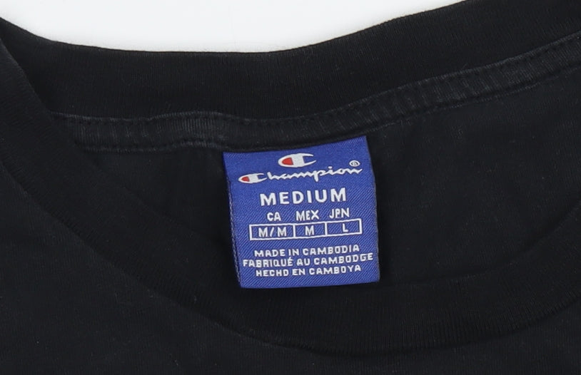 Champion Men's Black Logo T-Shirt Medium