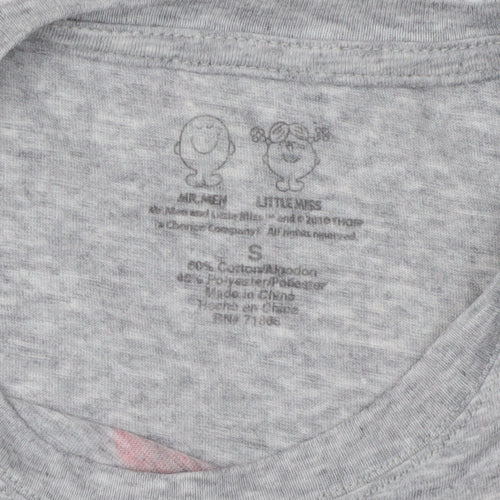 Teens Grey Love Peace Cartoon Graphic T-Shirt S