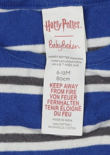 Boden Unisex Blue Harry Potter 6-9M Striped Babygrow