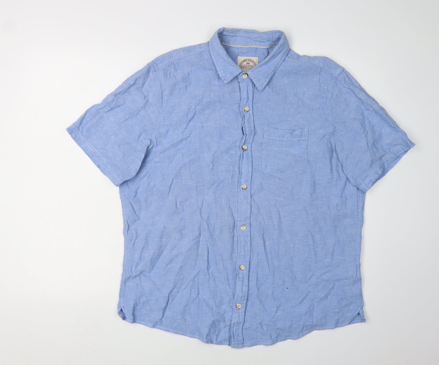 Fat Face Men's Blue Linen Button-Up Shirt L