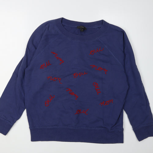 J.Crew Women's Blue Embroidered Pullover Sweatshirt M