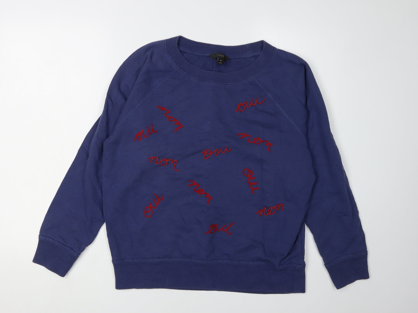 J.Crew Women's Blue Embroidered Pullover Sweatshirt M