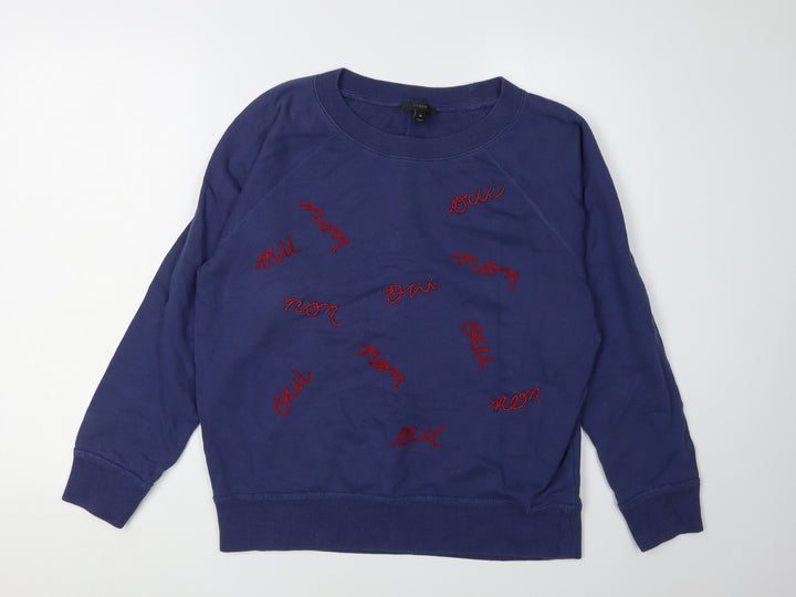 J.Crew Women's Blue Embroidered Pullover Sweatshirt M