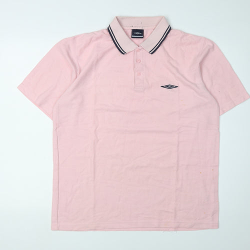 Umbro Men's Pink Polo Shirt L, Short Sleeve Casual