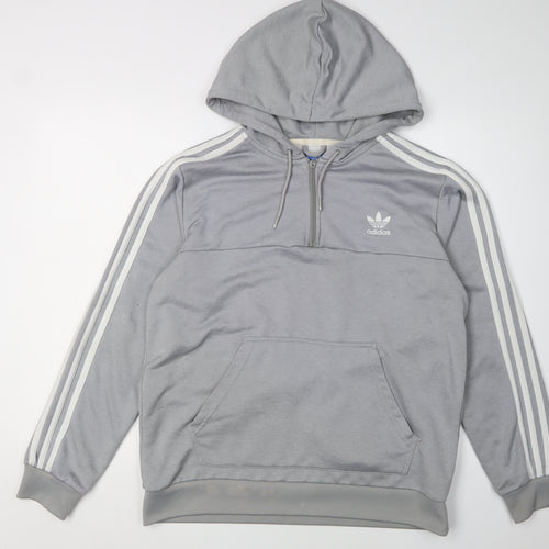 Adidas Grey 1/2 Zip Hoodie L Unisex Adults