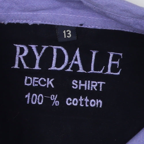 Rydale Boys Purple Long Sleeve Collared Shirt, Size 13