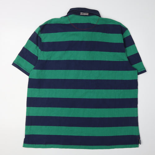 White Stuff Men's Green Striped Polo Shirt XL