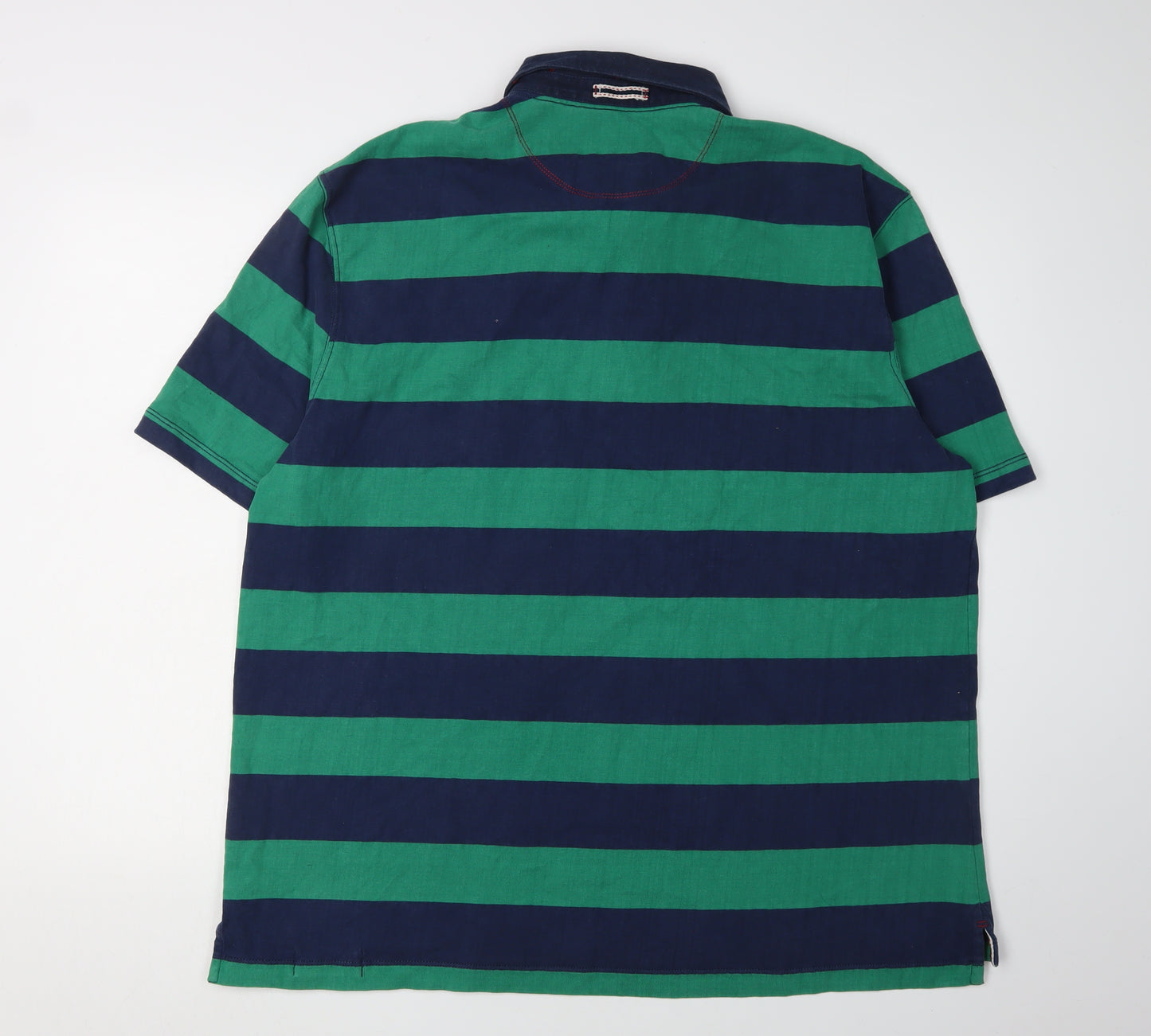 White Stuff Men's Green Striped Polo Shirt XL