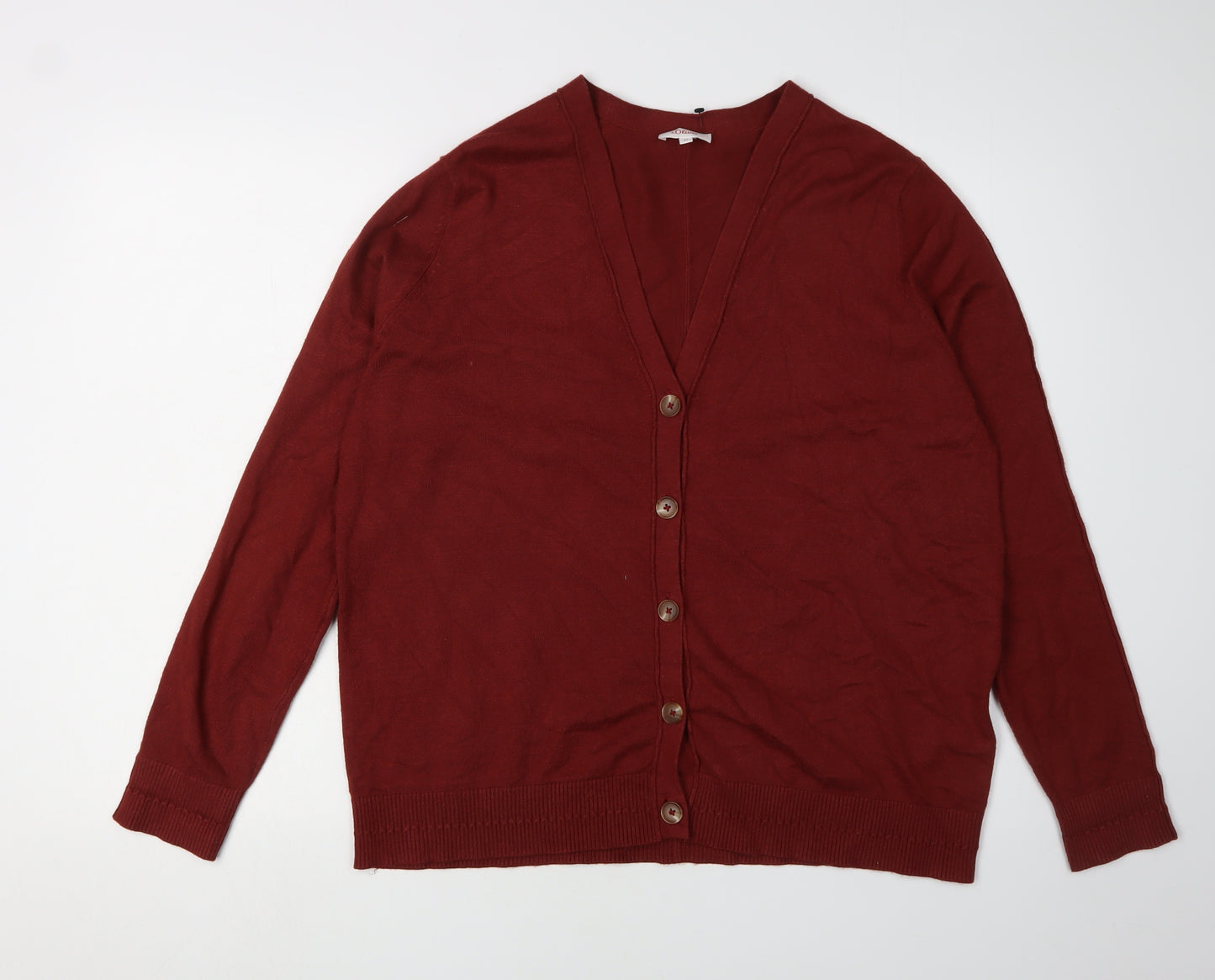 s.Oliver Women's Red V-Neck Cardigan, Size 14 Regular