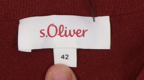 s.Oliver Women's Red V-Neck Cardigan, Size 14 Regular