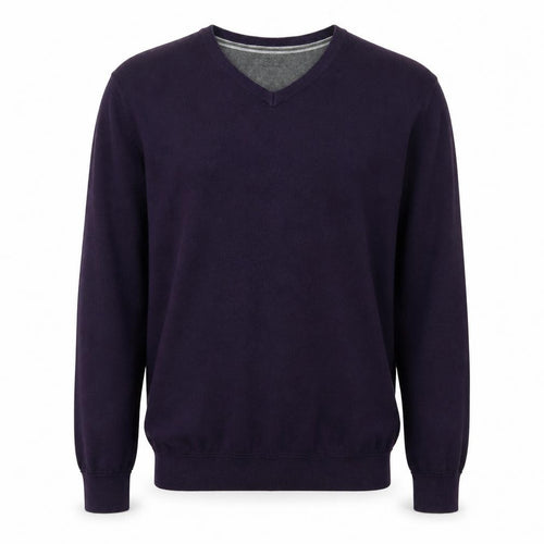 Debenhams Men's Purple V-Neck Pullover Jumper, Size L