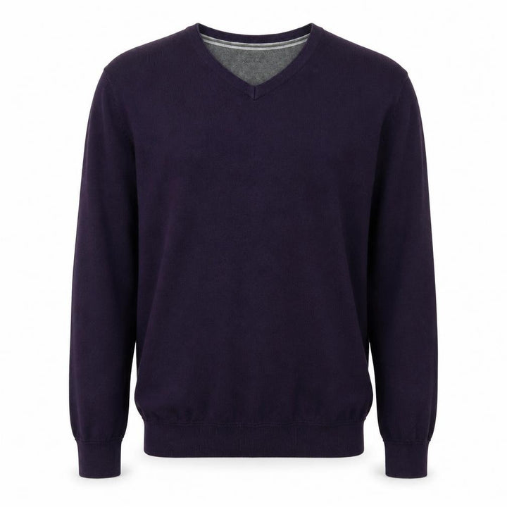 Debenhams Men's Purple V-Neck Pullover Jumper, Size L