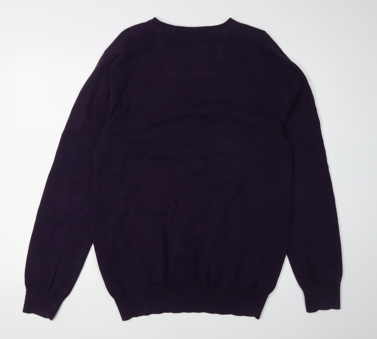 Debenhams Men's Purple V-Neck Pullover Jumper, Size L