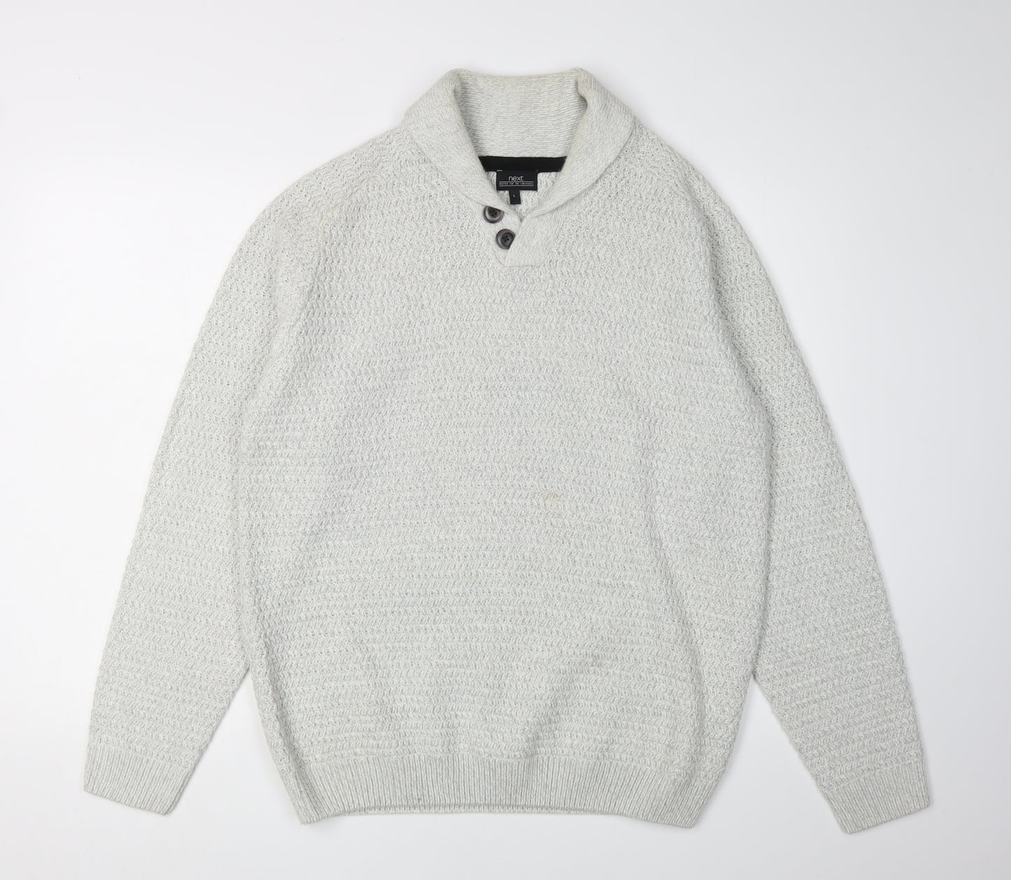 Next Men’s Grey Henley Jumper Size L Acrylic Wool