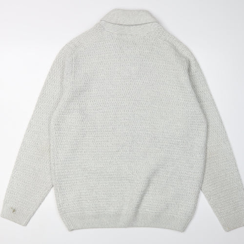 Next Men’s Grey Henley Jumper Size L Acrylic Wool