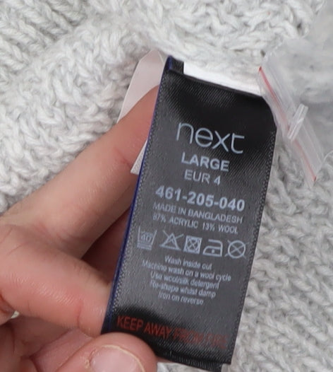 Next Men’s Grey Henley Jumper Size L Acrylic Wool