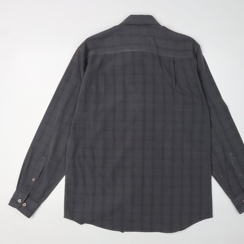 HIPPO Men's Grey Checked Long Sleeve Shirt, Size S