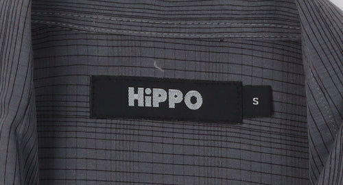 HIPPO Men's Grey Checked Long Sleeve Shirt, Size S