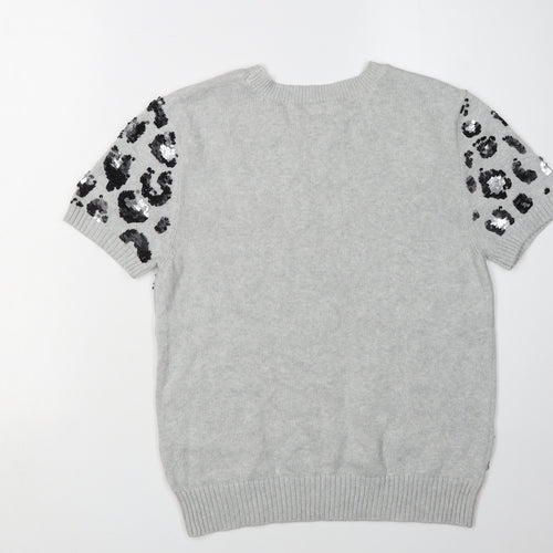 Marks and Spencer Women's Grey Sequin Animal Print Jumper