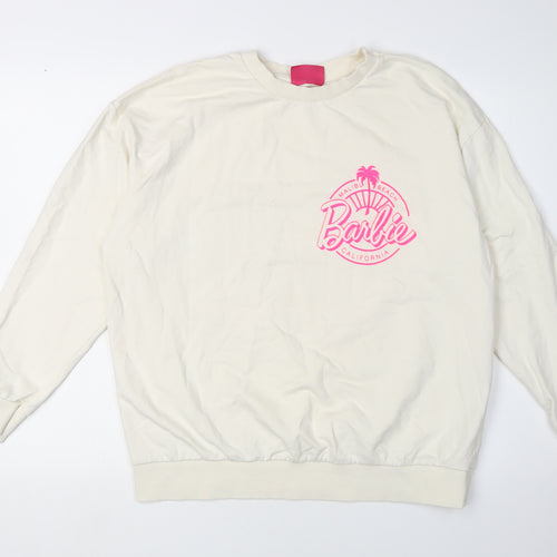 Barbie Womens White Logo Pullover Sweatshirt 16-18
