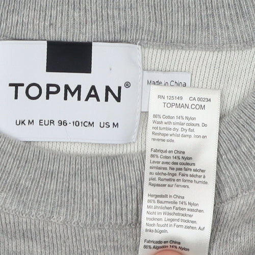 Topman Men's Grey Pullover Jumper Medium, Casual Comfort